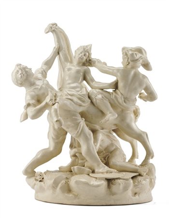 Manifattura di Napoli, secolo XIX. Gruppo in ceramica bianca raffigurante Ilono