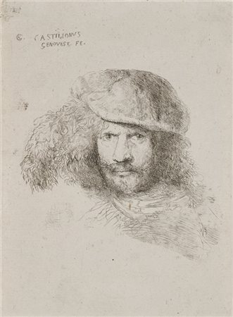 Giovanni Benedetto Castiglione Ritratto di un uomo con i baffi e con cappello a