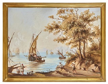 Scuola italiana del secolo XIX

"Paesaggio con pescatori"
acquerello su carta (