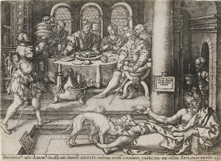 Heinrich Aldegrever "Lazzaro alla porta del ricco Epulone", dalla serie "La stor