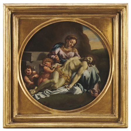 Da Annibale Carracci, scuola del secolo XVIII

"Pietà"
olio su rame ottagonale