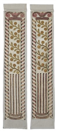 Manifattura del secolo XVII. Coppia di pannelli decorativi da parete confeziona