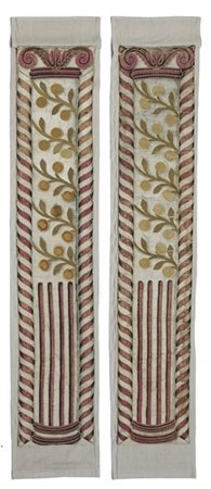 Manifattura del secolo XVII. Coppia di pannelli decorativi da parete confeziona