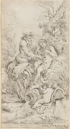 Giovanni Benedetto Castiglione "Marsia e Olimpo"
acquaforte (mm 214x116 il fogli