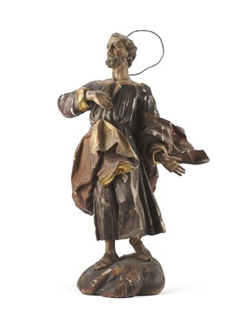 Scultore del secolo XVIII. San Giuseppe, figura in legno intagliato, dipinto e