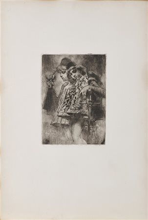 Luigi Conconi "Fanti di coppe e spade"
acquaforte monotipata (mm 270x191 all'imp