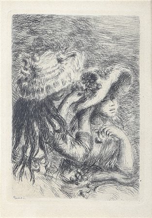 Pierre-Auguste Renoir "Le chapeau épinglé"
acquaforte (cm 13,5x9,5 al visibile)