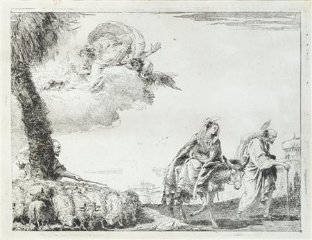 Giandomenico Tiepolo "La Sacra Famiglia in prossimità di una città", dalla serie