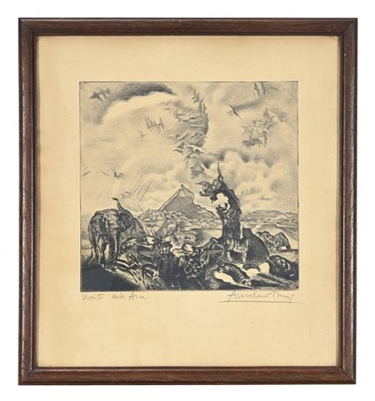 Anselmo Bucci "Uscita dall'Arca"
puntasecca (mm 346x358 all'impronta)
in cornice