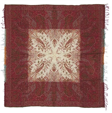 Scialle Kashmir, Inghilterra, prima metà secolo XIX. Tessuto a mano in lana e s