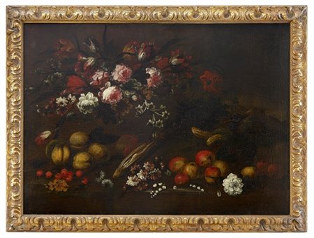 Scuola lombarda del secolo XVIII

"Composizione con fiori e frutti sparsi su un