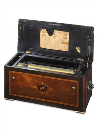 Mayermarix
Scatola musicale in legni intarsiati di varie essenze, Svizzera, sec