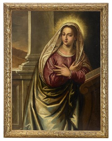 CARLO CALIARI (attr.)

"Vergine annunciata"
olio su tela (cm 128x95,5)
in cornic