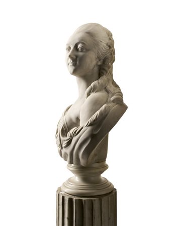 Da Augustin Pajou (1730-1809), secolo XIX-XX. Busto di Madame Du Barry in marmo