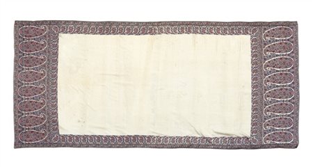 Scialle Kashmir, India, secolo XVIII-XIX. Spolinato a mano in lana. Campo a fon