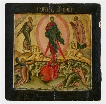 Arte russa, secolo XIX. Icona raffigurante la Trasfigurazione di Cristo, temper