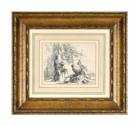 Giambattista Tiepolo "Donna che posa le mani su un vaso, soldato e schiavo", dal