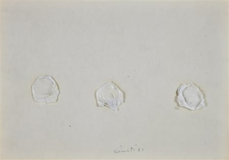 Turi Simeti (1929 - 2021) SENZA TITOLO, 1961 plastica applicata su carta, cm...
