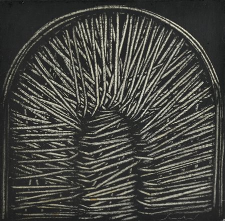 Emilio Scanavino (1922 - 1986) SENZA TITOLO olio su tela applicata su tavola,...