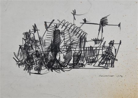 Emilio Scanavino (1922 - 1986) SENZA TITOLO, 1954 grafite su carta Fabriano,...