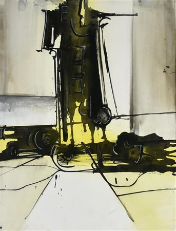 Gianni Bertini (1922 - 2010) COMPOSIZIONE, 1957 tecnica mista su cartoncino,...