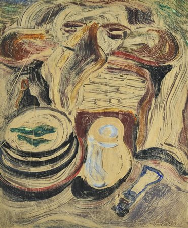 Carlo Levi (1902 - 1975) SENZA TITOLO tecnica mista su carta, cm 45x36 firma