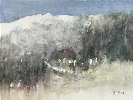 Giancarlo Cazzaniga (1930 - 2013) BORMIO, 1979 acquarello su carta, cm 36x48...