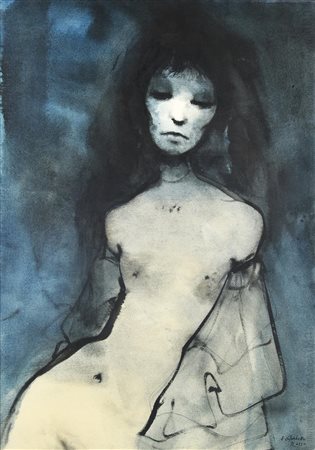 Enrico Colombotto Rosso (1925 - 2013) NUDO tecnica mista su carta Fabriano,...