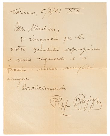 BARZIZZA GIUSEPPE 'PIPPO' - Lotto di due lettere autografe dal compositore e...