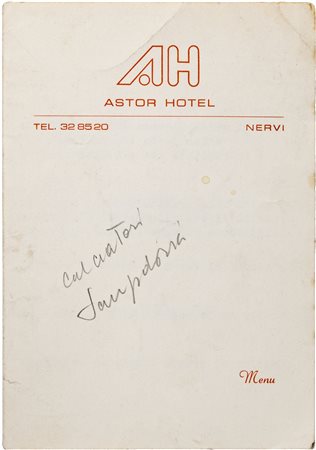 CALCIO - MENU' dell'Hotel Astor di Nervi Genova con al verso le firme dei...