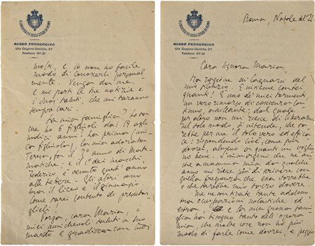 GENTILE GIOVANNI - LETTERA MANOSCRITTA AUTOGRAFA del pedagogista e politico...