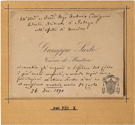 SAN PIO X GIUSEPPE SARTO VESCOVO DI MANTOVA - Biglietto da visita, con lunga...