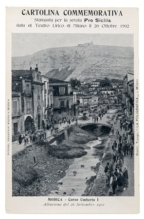 CARTOLINA MILANO - SERATA PRO SICILIA (Alluvione Modica, 1902)Formato...
