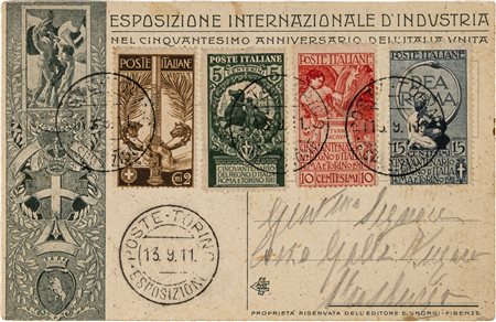 CARTOLINA TORINO - ESPOSIZIONE INTERNAZIONALE D'INDUSTRIA, NEL CINQUANTESIMO...