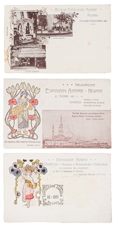 CARTOLINE NOVARA - LOTTO DI TRE CARTOLINE COMMEMORATIVE DELL'ESPOSIZIONE...