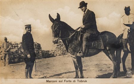 MARCONI GUGLIELMO - CURIOSA CARTOLINA DEL PREMIO NOBEL A DORSO D'ASINO IN...