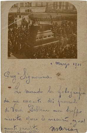 FOTOCARTOLINA - FUNERALI GIUSEPPE VERDI1901Cartolina viaggiata marzo 1901 e...