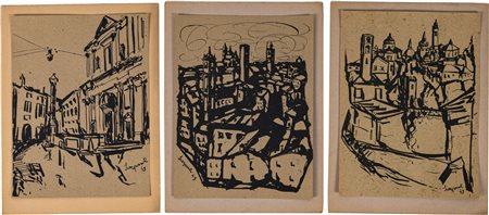 SCARPANTI LUIGI (1905 - 1984) - TRE XILOGRAFIE FIRMATE MONTATE SU...