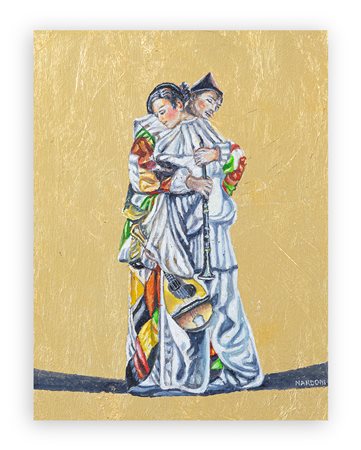 SERGIO NARDONI (1947) - Arlecchino e Pulcinella innamorati