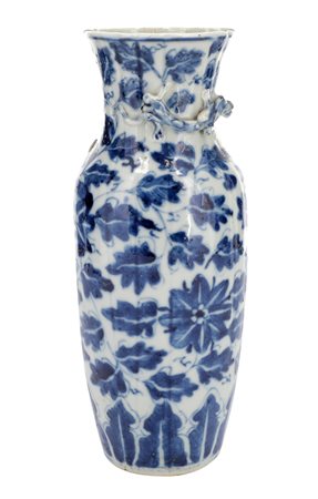 Cina
Piccolo vaso a balaustro con decoro floreale e draghi