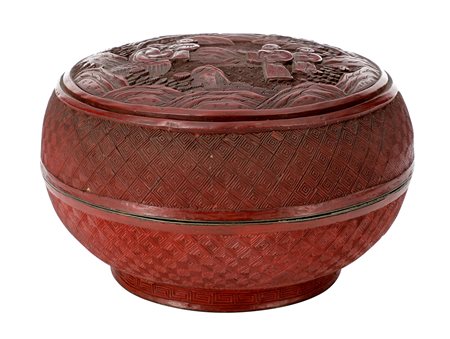 Cina. XIX secolo
Scatola circolare con decoro di figure nel paesaggio