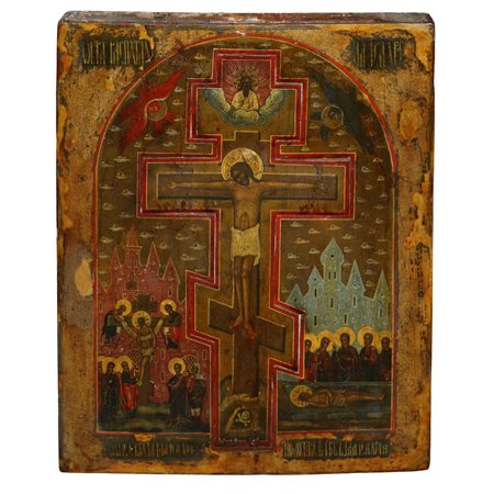 Icona russa raffigurante crocifissione, Fine 18° secolo