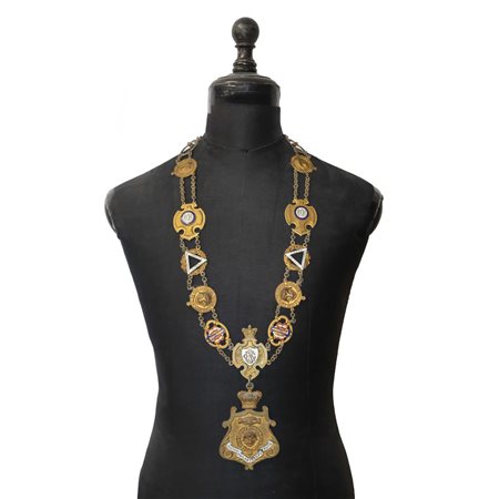 Collare della Massoneria in bronzo dorato 