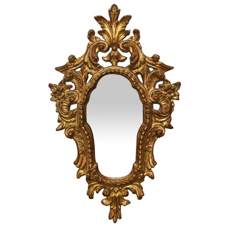 Specchiera in legno dorato intagliato e scolpito, 19° secolo
