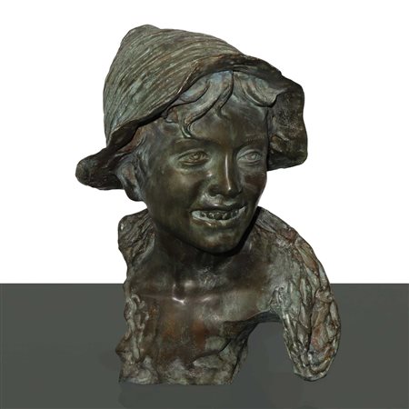 Vincenzo Cinque (Napoli 1852-Napoli 1929)  - Scugnizzo napoletano, Bronzo patinato bruno 