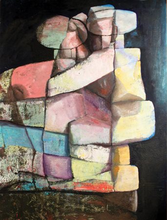 Gatto Bartolomeo (Salerno 1938) “L’abbraccio” olio su tavola (cm 162x120)