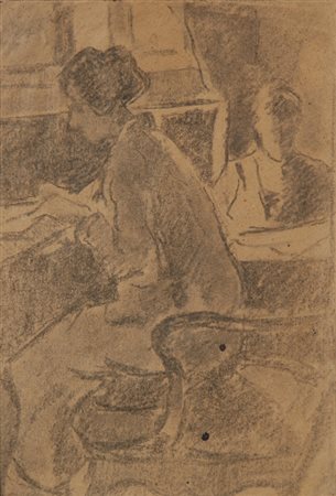 Tommasi Ludovico (Livorno 1866 Firenze 1941) “Donna che cuce” matita su carta...