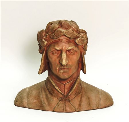 BUSTO DI DANTE IN TERRACOTTA - TERRACOTTA BUST OF DANTE firmato e datato R....