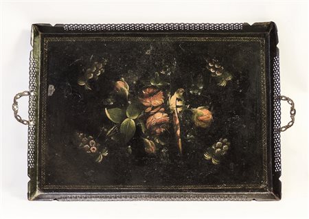 VASSOIO IN TOLE - TOLE TRAY inizio del XX secolo - early 20th Century dipinto...
