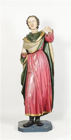 SCULTURA IN LEGNO POLICROMO - CARVED WOOD FIGURAL GROUP XIX secolo - 19th...